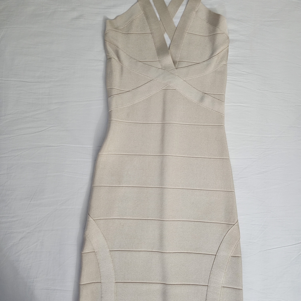 bebe Strapless Cream Dress